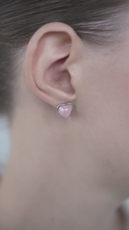 Pink quartz earstuds