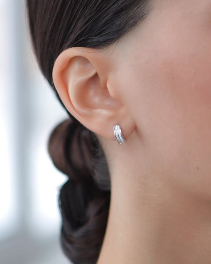 Huggies-earrings with enamel and stones 12 mm