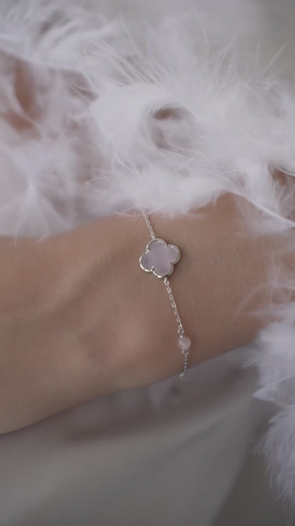 Bracelet Pink quartz Clover