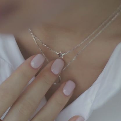 Double necklace Crescent without stones