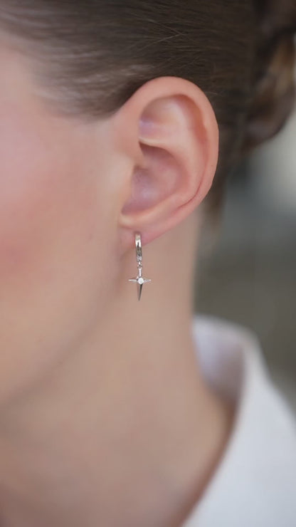 Earrings Polar star on huggies lock