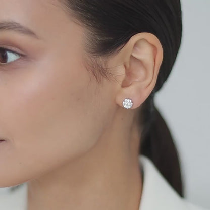 Stud earrings with a scattering of cubic zirconia