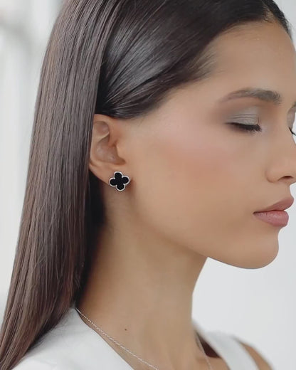 Clover earrings with black onyx