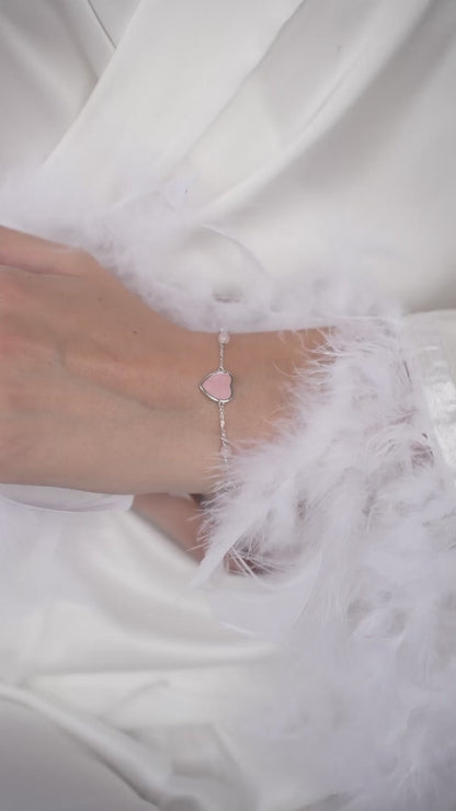 Pink quartz heart bracelet