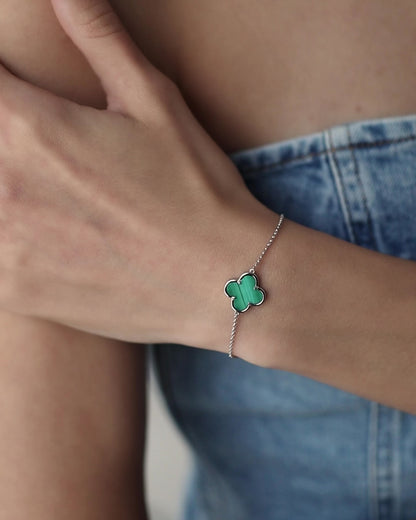 Bracelet Clover with malachite