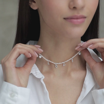 Necklace LOVE with pearls