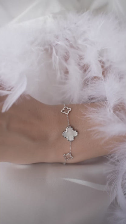 Bracelet 3 clovers with white MOP