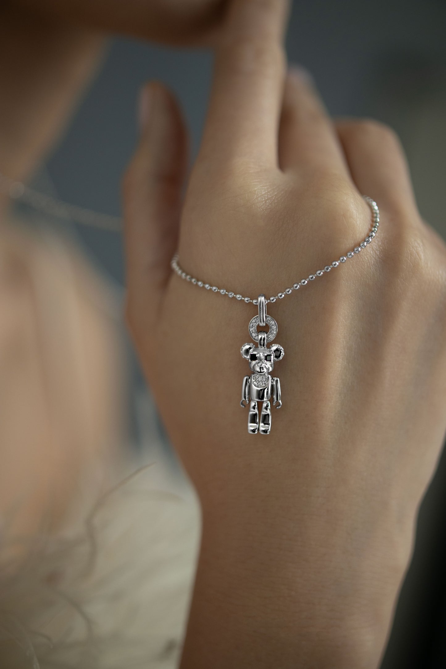 Long necklace "Teddy Brick"