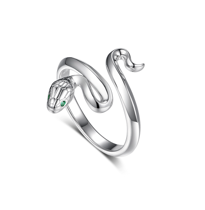 Snake ring with green stones