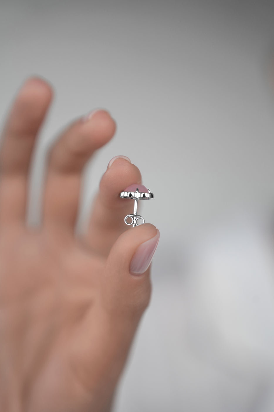 Earstuds Pink quartz Clover