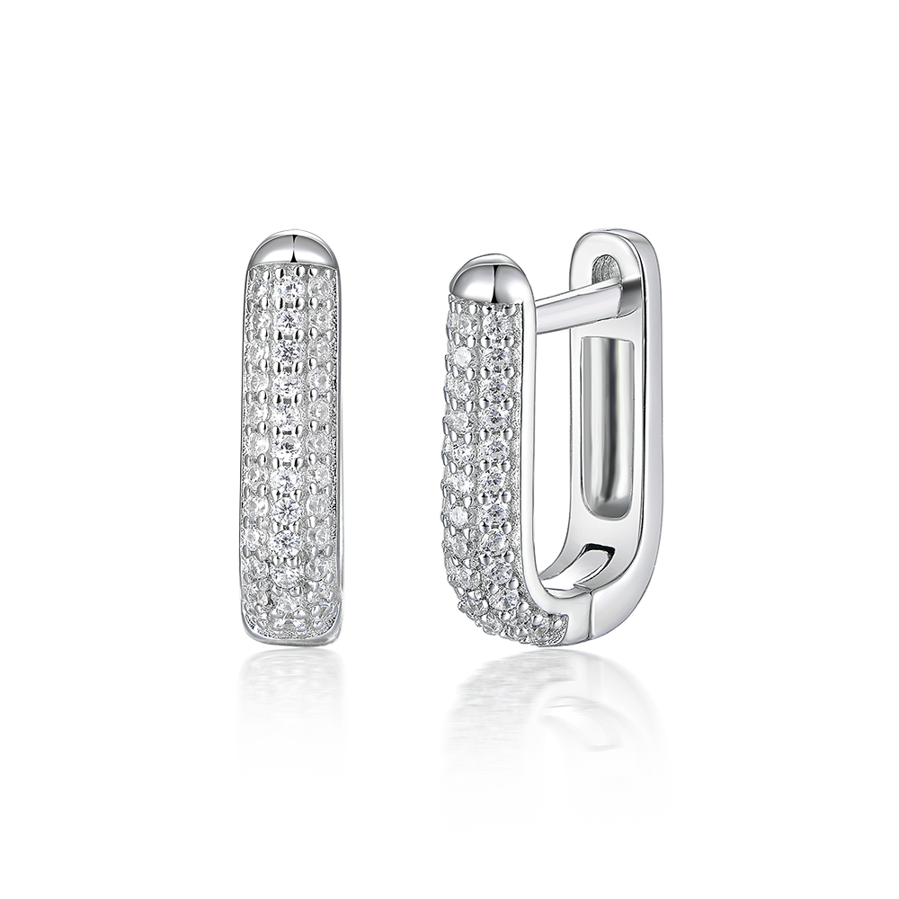 Rectangular earrings with stones
