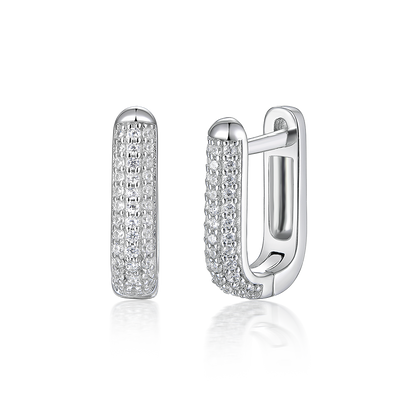 Rectangular earrings with stones
