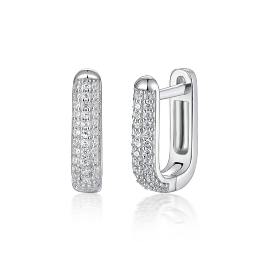 Rectangular earrings with stones