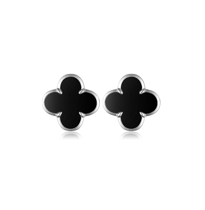 Clover earrings with black onyx