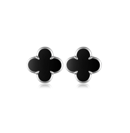 Clover earrings with black onyx