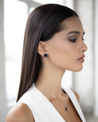 Clover earrings with black onyx
