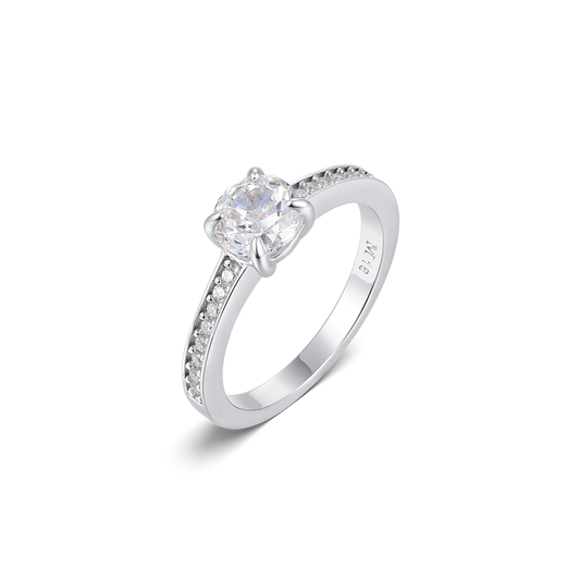 Ring with a stone in a circle cut
